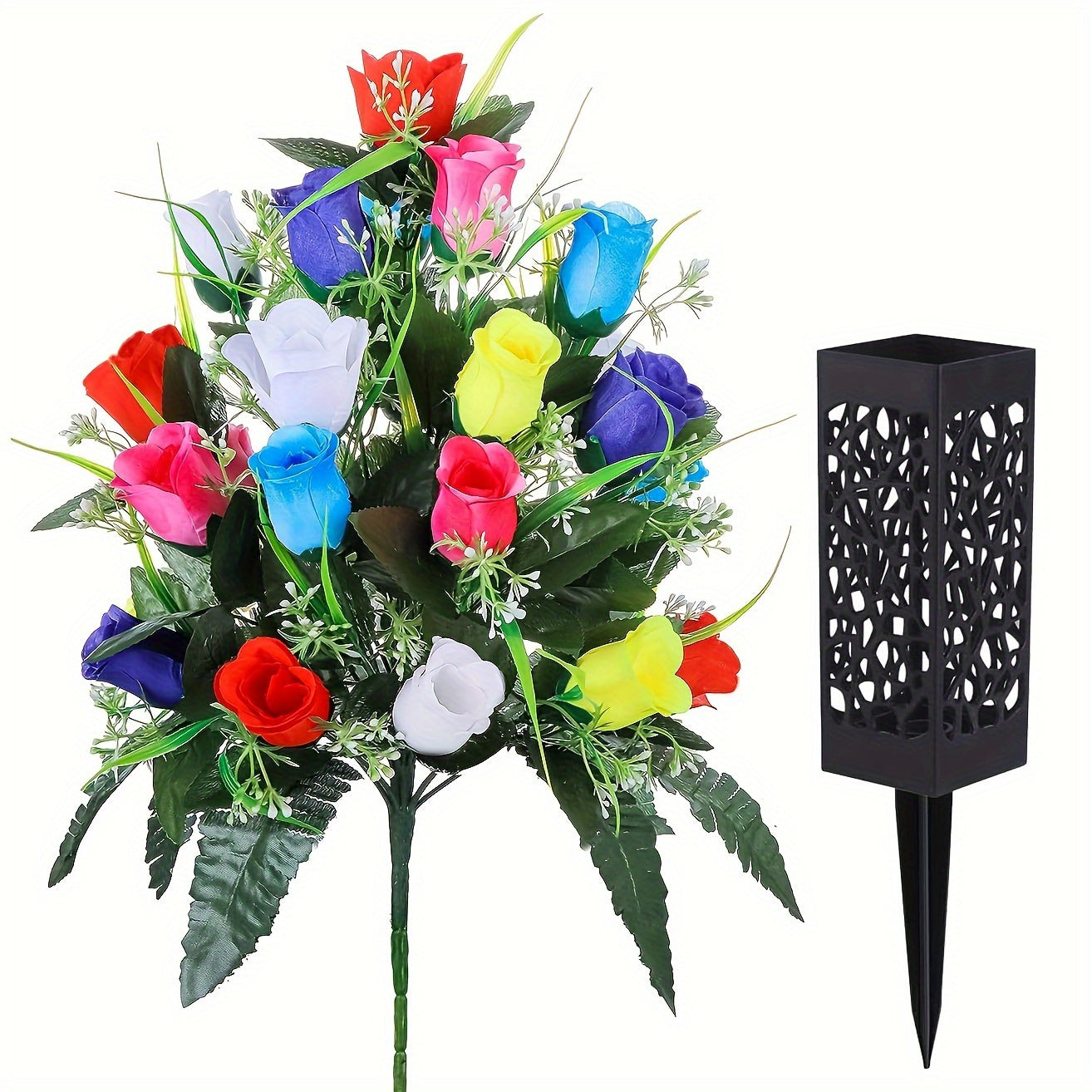 Elegant Artificial Rose Graveyard Flowers - Perfect for Memorials, Funerals & Cemetery Decor