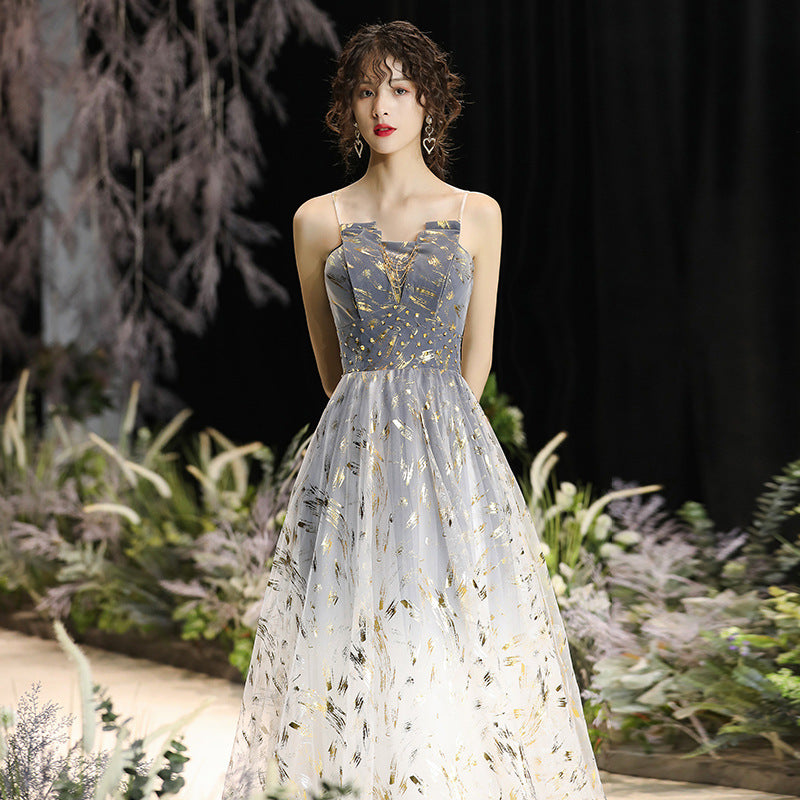 VAKKV Evening Dress New Banquet Temperament Elegant Texture Long Female Daily Style Student Host Formal Dress