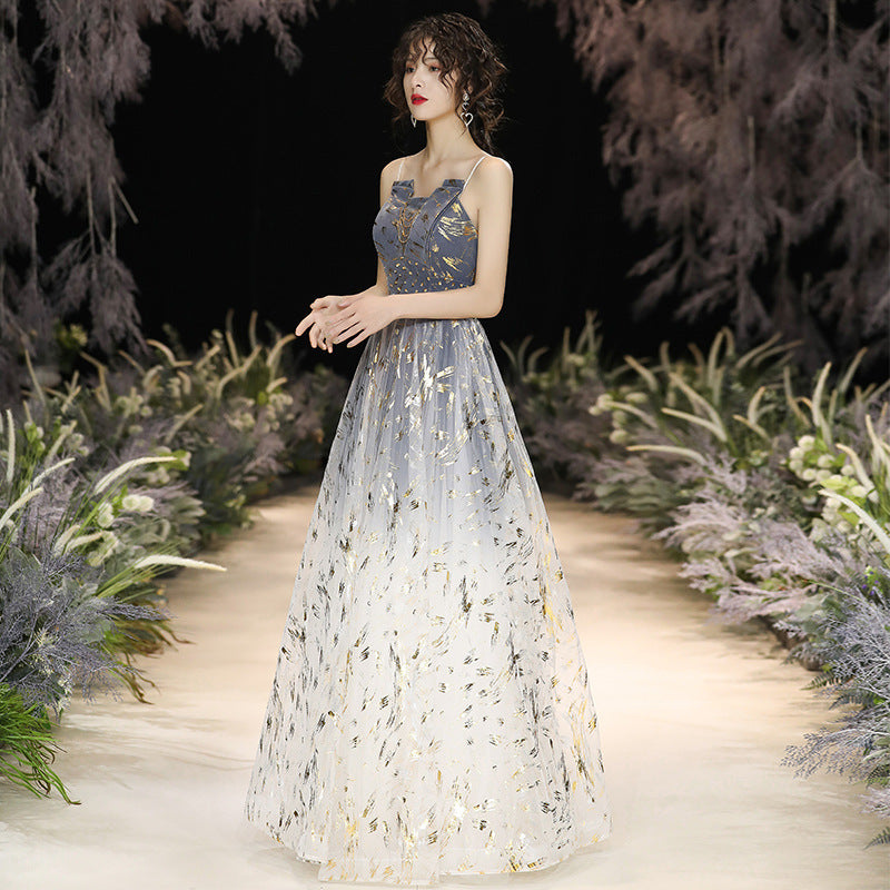 VAKKV Evening Dress New Banquet Temperament Elegant Texture Long Female Daily Style Student Host Formal Dress