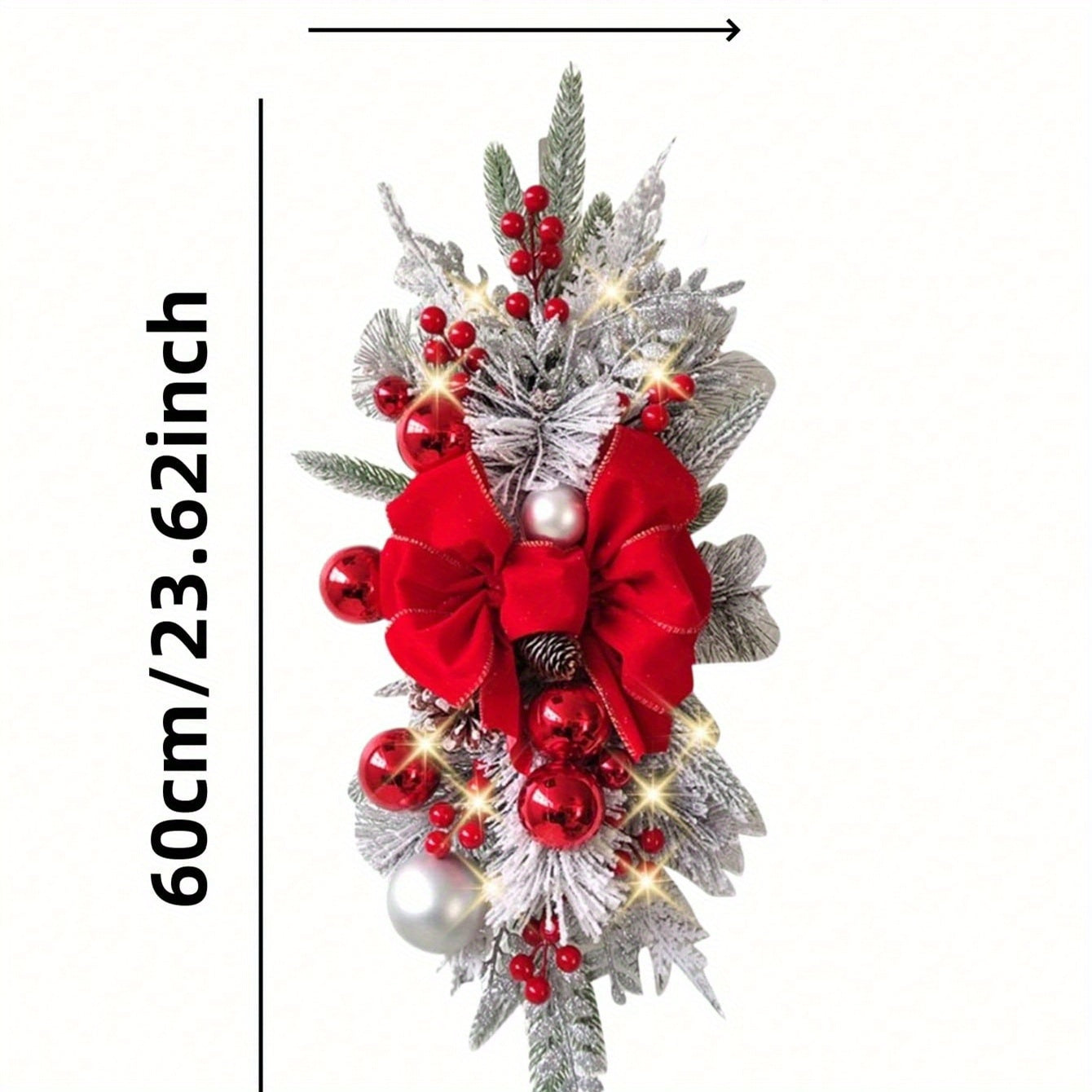 2PCS Artificial Christmas Swags for Stair Decoration, Stair Christmas Decoration for Home Party Shopwindow, Holiday Wall Door Hanging Decor