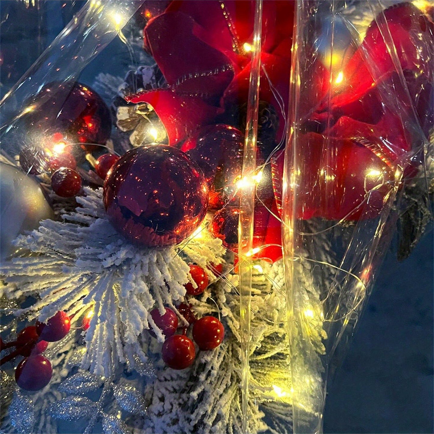 2PCS Artificial Christmas Swags for Stair Decoration, Stair Christmas Decoration for Home Party Shopwindow, Holiday Wall Door Hanging Decor