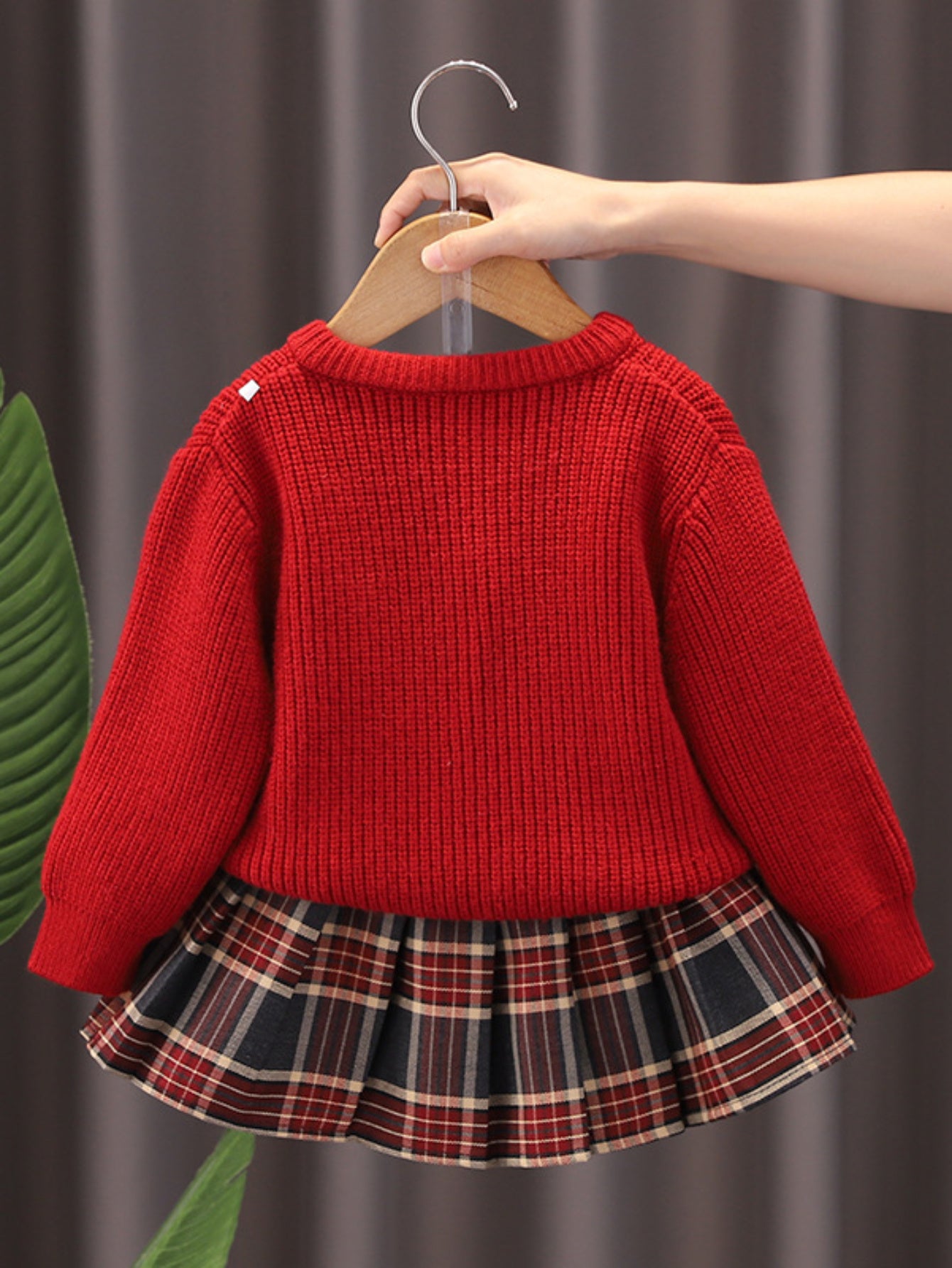 Girls' Knit Sweater and Plaid Skirt Set - Cotton Blend, Acrylic and Polyester - Bow Detail - Regular Fit Dressy Outfit for Children 12 and Under - Ideal for Fall/Winter