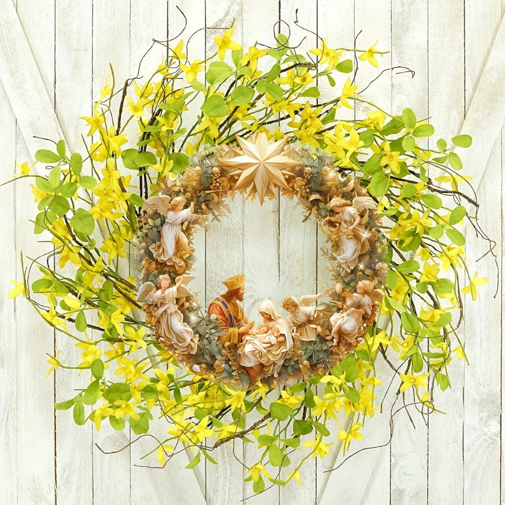 1pc Transparent Circular Jesus Birth Scene Hanging Ornament with Artificial Coloring for Home and Garden Art Gifts, Living Room, Window Decoration