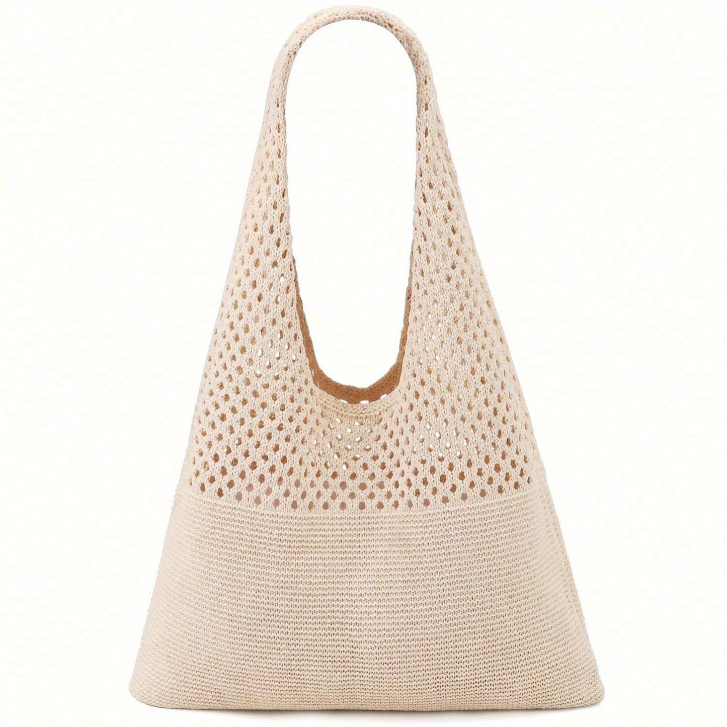 1Pc Crochet Tote Bag For Women, Crochet Mesh Beach Tote Bag Summer Vacation Aesthetic Boho Knit Bag For Women