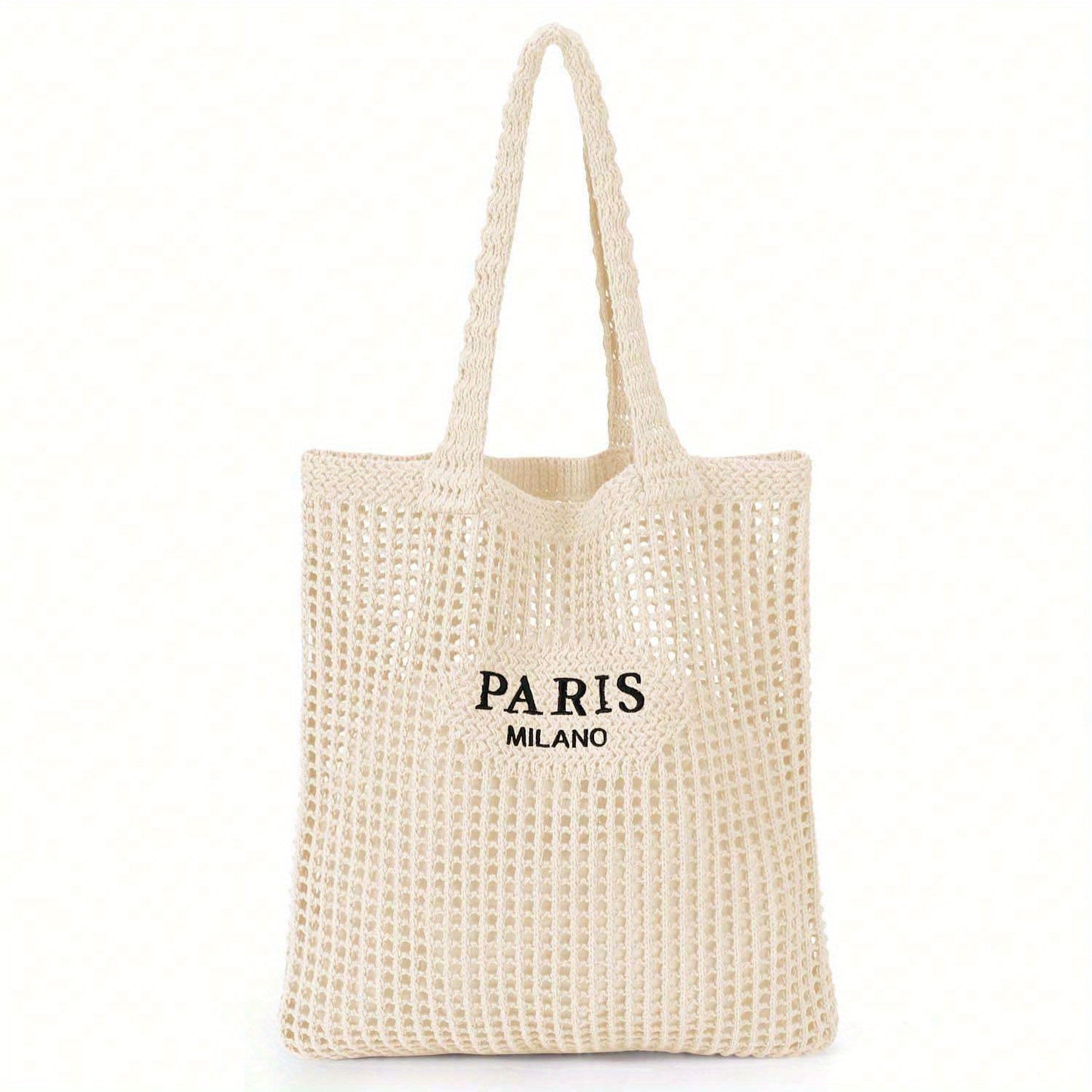 1Pc Crochet Tote Bag For Women, Crochet Mesh Beach Tote Bag Summer Vacation Aesthetic Boho Knit Bag For Women