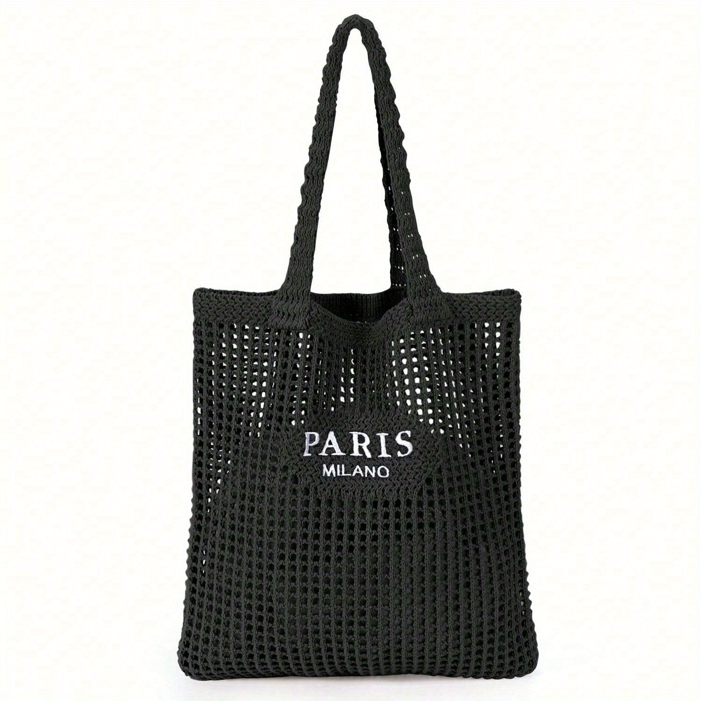 1Pc Crochet Tote Bag For Women, Crochet Mesh Beach Tote Bag Summer Vacation Aesthetic Boho Knit Bag For Women