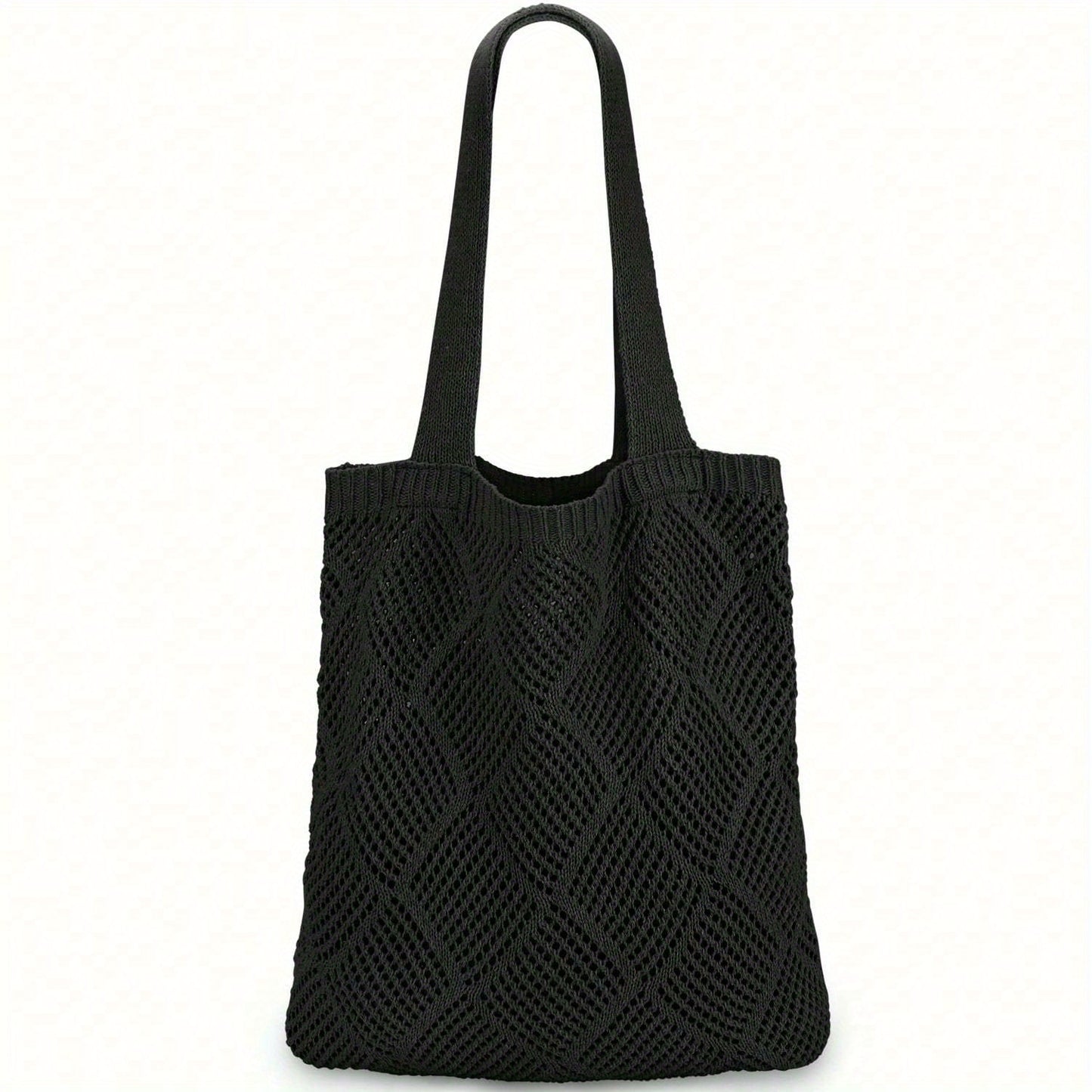 1Pc Crochet Tote Bag For Women, Crochet Mesh Beach Tote Bag Summer Vacation Aesthetic Boho Knit Bag For Women