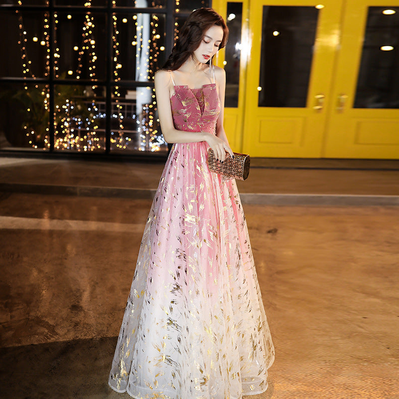 VAKKV Evening Dress New Banquet Temperament Elegant Texture Long Female Daily Style Student Host Formal Dress