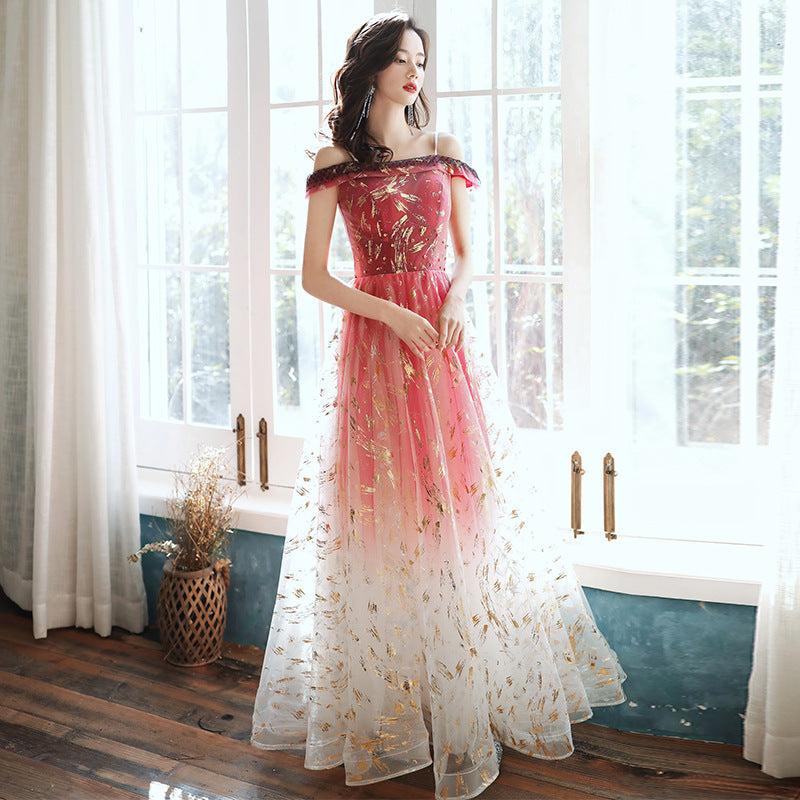 VAKKV Evening Dress New Banquet Temperament Elegant Texture Long Female Daily Style Student Host Formal Dress