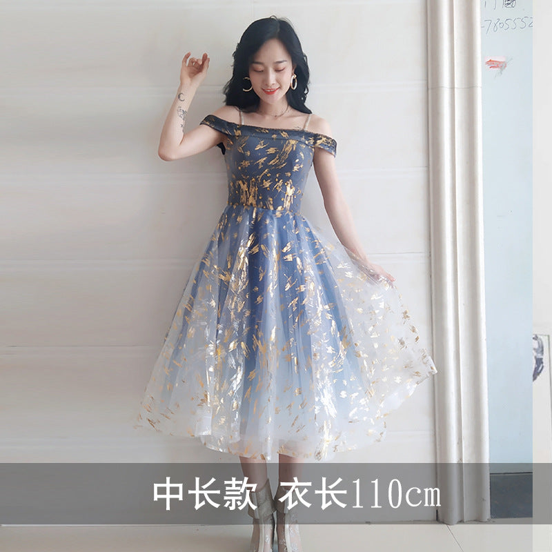 VAKKV Evening Dress New Banquet Temperament Elegant Texture Long Female Daily Style Student Host Formal Dress