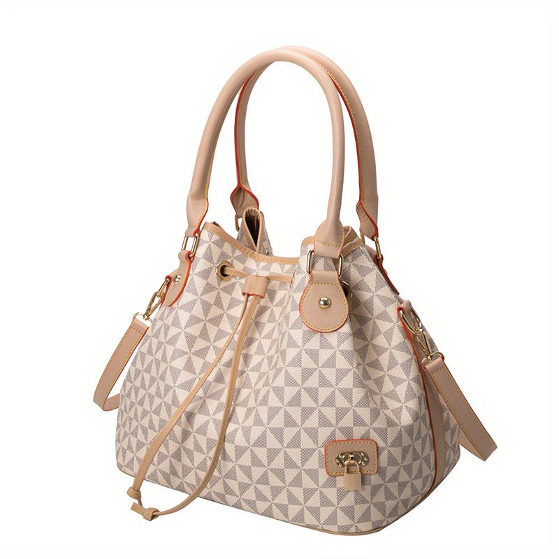 Printed Large-Capacity Bucket Bag Women's European and American Retro Fashion New Handbag Foreign Trade Shoulder Messenger Bag