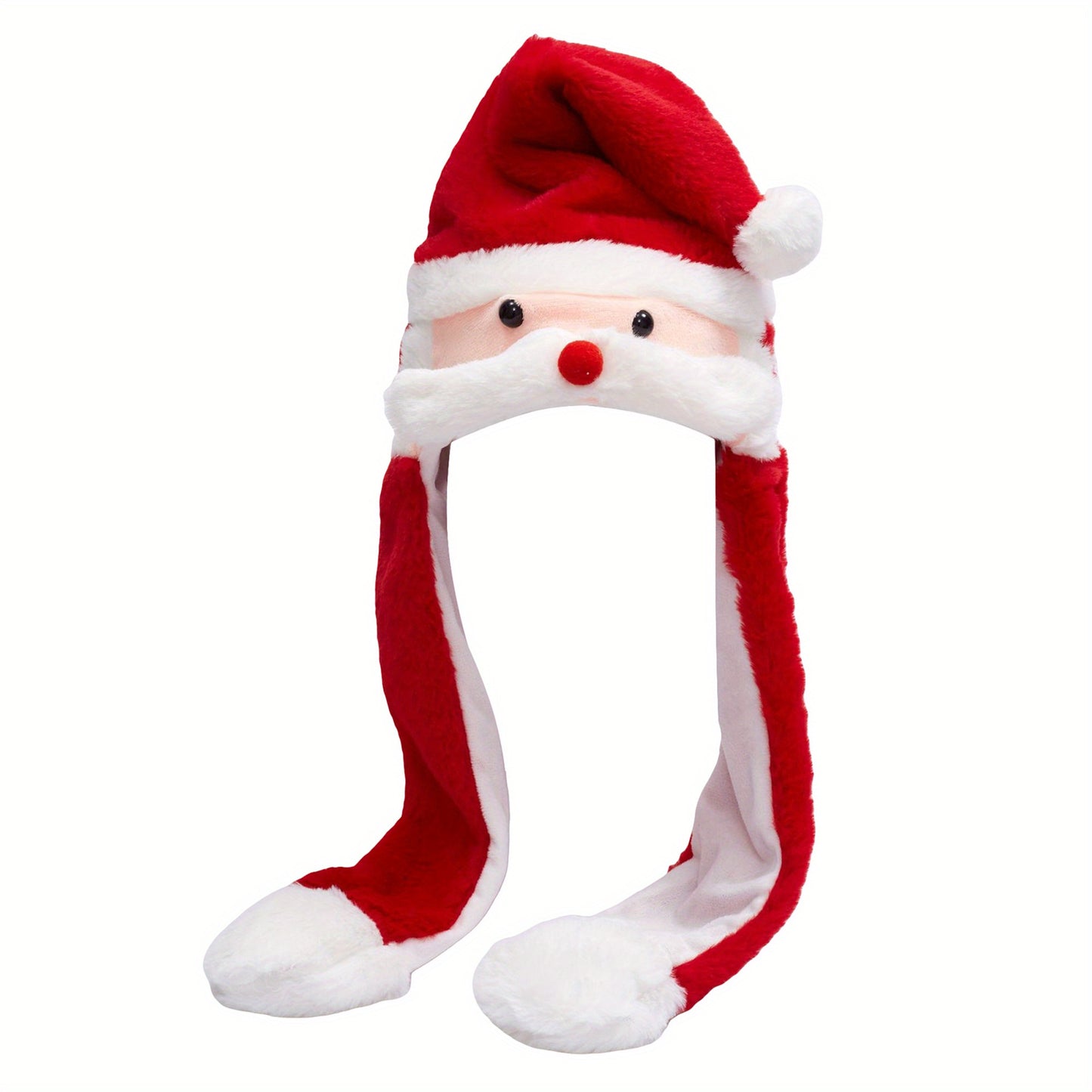 Cozy Plush Christmas Hat with Moving Ears - Cute Santa & Reindeer Design, Soft Cotton Blend, Perfect for Holiday Parties & Gifts