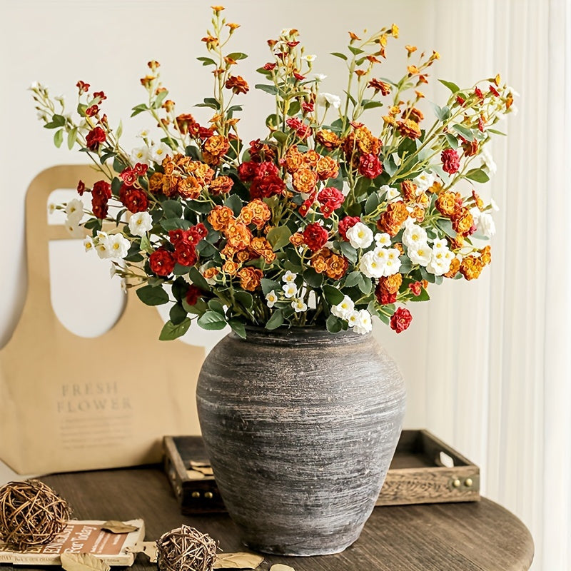 6-Pack Realistic Touch Artificial Roses, Mixed Faux Flowers for Wedding and Engagement Centerpiece, Home Decor, Farmhouse Living Room, Christmas, Thanksgiving, Valentine's Day - Plastic, Tabletop, No Container, Multi-Room Use