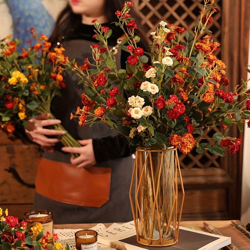 6-Pack Realistic Touch Artificial Roses, Mixed Faux Flowers for Wedding and Engagement Centerpiece, Home Decor, Farmhouse Living Room, Christmas, Thanksgiving, Valentine's Day - Plastic, Tabletop, No Container, Multi-Room Use