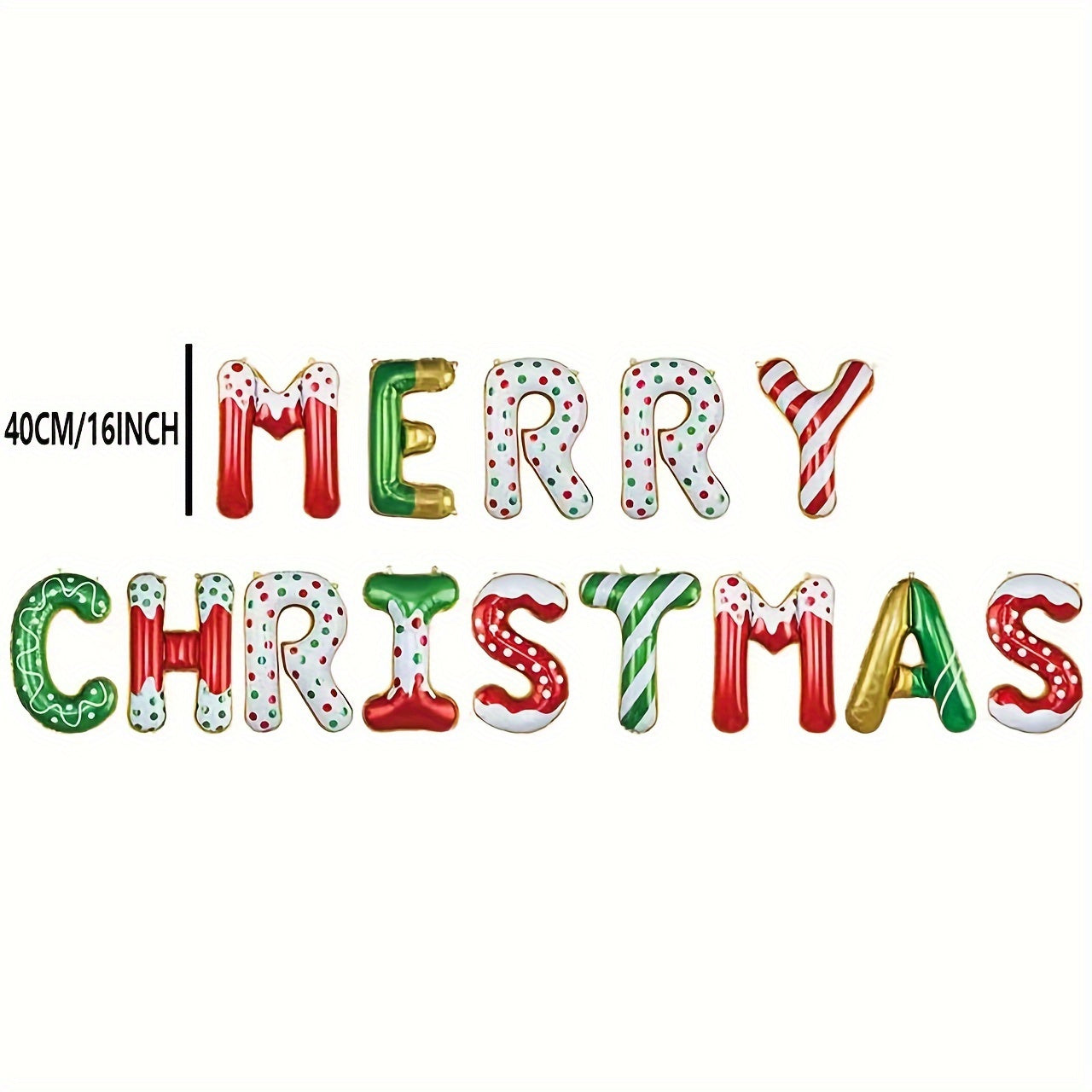 14pcs Merry Christmas Aluminum Foil Letter Balloons Set - Mixed Color Themed Party Decorations for Christmas, New Year & Weddings - Durable, Non-Electric, Carnival Inspired Designs for Ages 14+