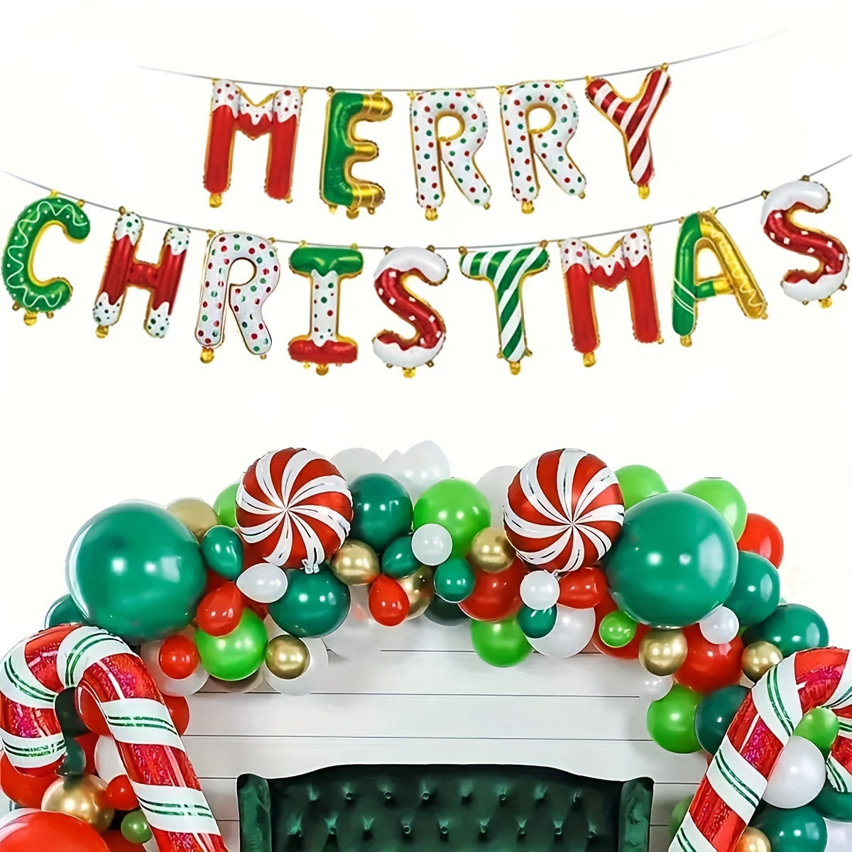 14pcs Merry Christmas Aluminum Foil Letter Balloons Set - Mixed Color Themed Party Decorations for Christmas, New Year & Weddings - Durable, Non-Electric, Carnival Inspired Designs for Ages 14+