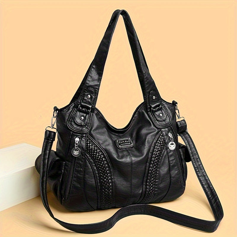 Stylish Vintage Tote Handbag for Women - Faux Leather, Removable Strap, Zipper Closure, Polyester Lined, Casual Shoulder Bag with Simple Fashion Design - Perfect for Daily Use, Travel, and Outdoor Activities