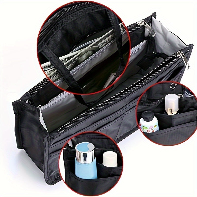13-Pocket Purse Organizer Insert for Handbags, Nylon Bag Organizers Inside Tote Pocketbook with Spacious Compartments