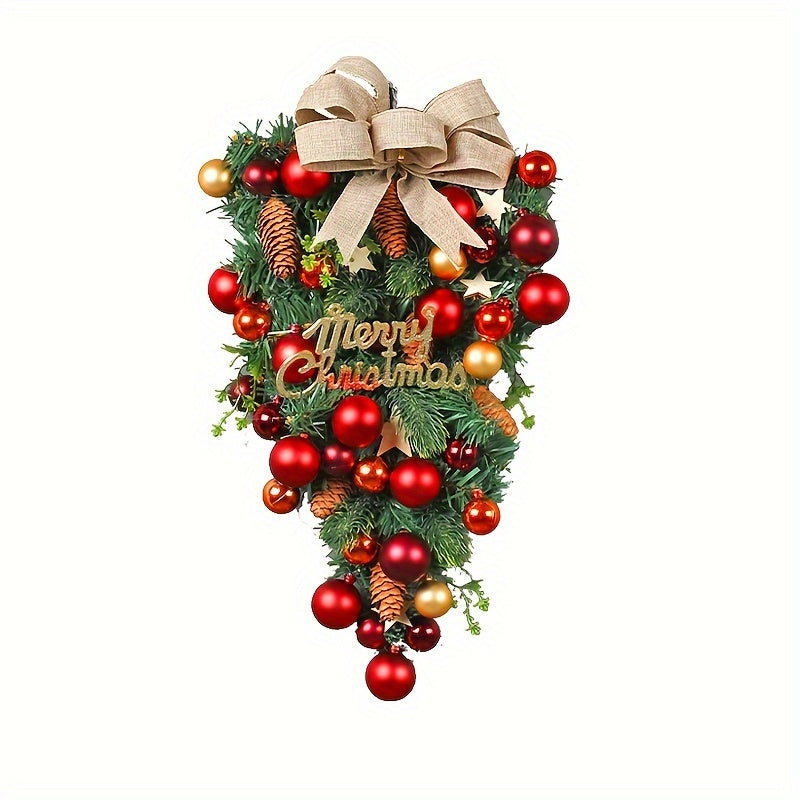 Vintage-Style Christmas Wreath for Front Door - Durable Plastic, Easy Install, Perfect for Holiday & Seasonal Decor