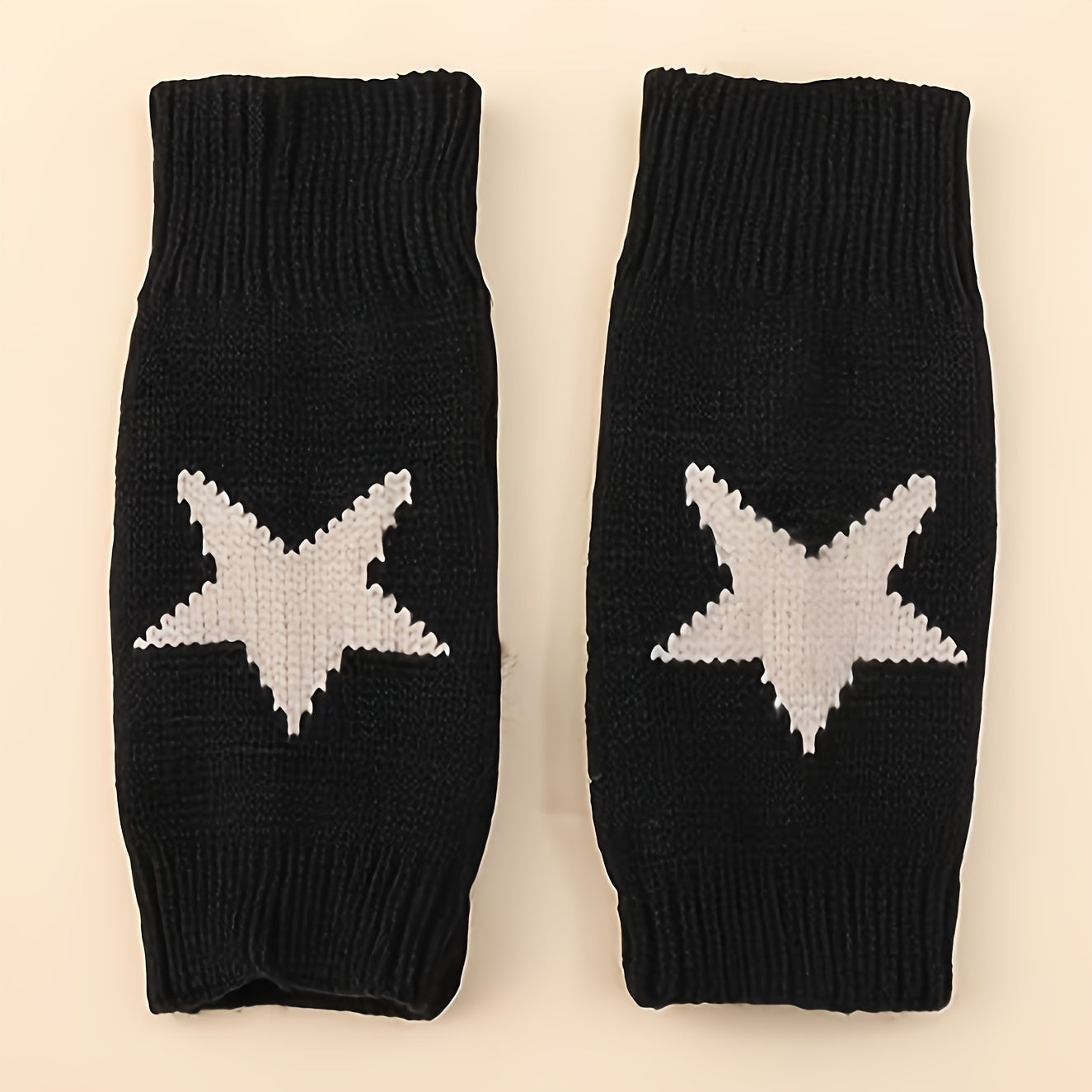 Cozy Knit Fingerless Gloves with Geometric Pentagram Design - Warm, Hand-Washable for Women | Perfect for Fall/Winter Outdoor Leisure