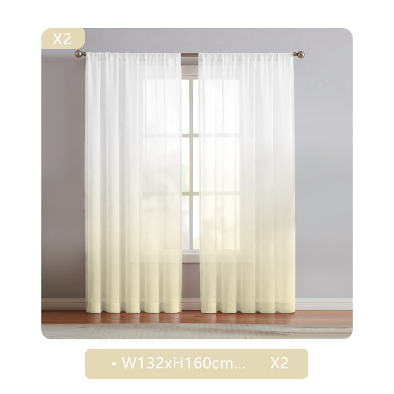 2 Panels Semi Sheer Gradient Color Curtains - Rod Pocket, Easy Hang, Light Filtering, Privacy Protection - For Living Room, Bedroom, Kitchen, Office, Study Decor
