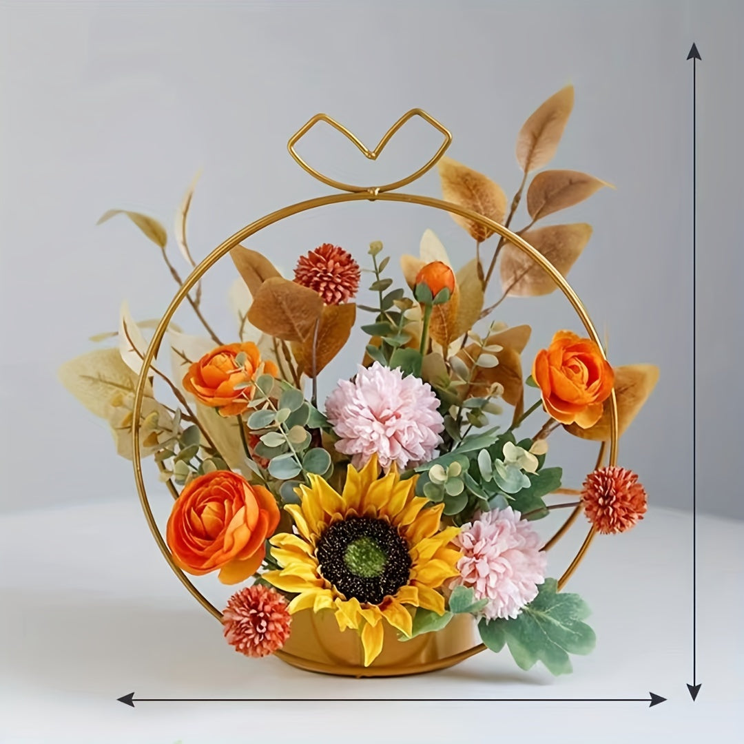 1pc Spring Flower Basket Artificial Flower, Premium Oxidation Resistance Real Touch Fake Flowers With Stems For Wedding Arrangement, Bridal Bouquet, Centerpiece, Garden, Yard, Wedding, Birthday, Shower Decor, Aesthetic Room Decor, Home Decor