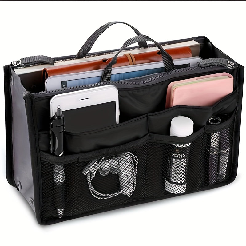 13-Pocket Purse Organizer Insert for Handbags, Nylon Bag Organizers Inside Tote Pocketbook with Spacious Compartments