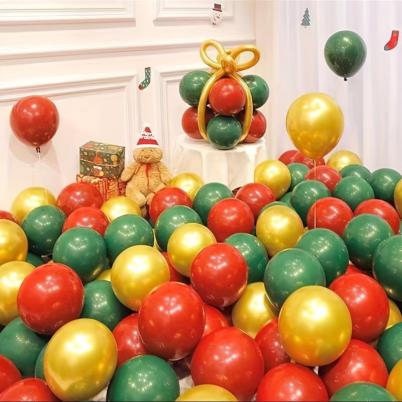 24PCS Vibrant Red & Green Metallic Color Balloons Set for Birthday, Wedding, Thanksgiving, Christmas & House Decorations