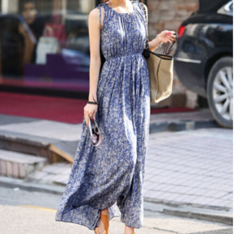 New Summer Women's Clothes Sleeveless Floral Dress Long Dress Daily Casual Bohemian Dress Trendy in Stock