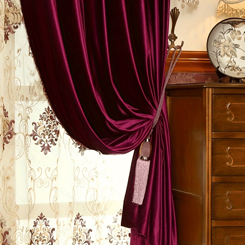 1pc Luxurious Rose Red Window Curtain - Elegant Home Decor for Bedroom, Office, Kitchen, Living Room, Study, and Wedding - Soft, Sheer, and Light-Filtering with No Head Accessories Included