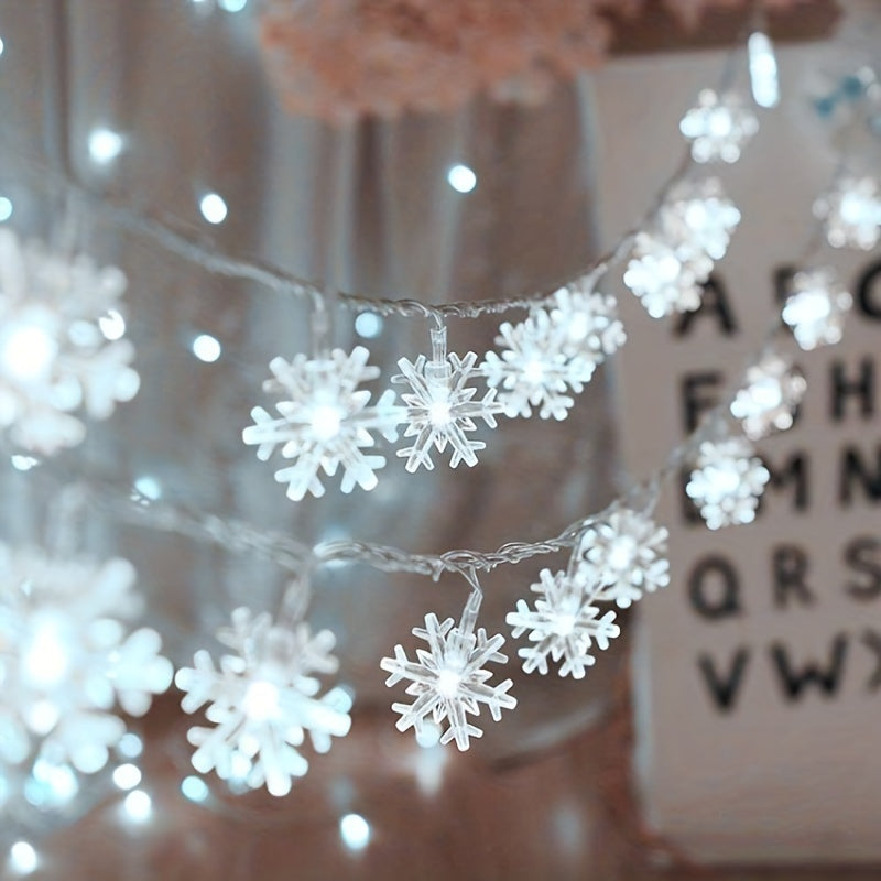 1pc, LED Christmas Snowflake String Lights, Party Decor Lights, Christmas Ornaments, Holiday Accessory, Birthday Party Supplies, Room Decor, Christmas Gifts, Home Decor, Scene Decors