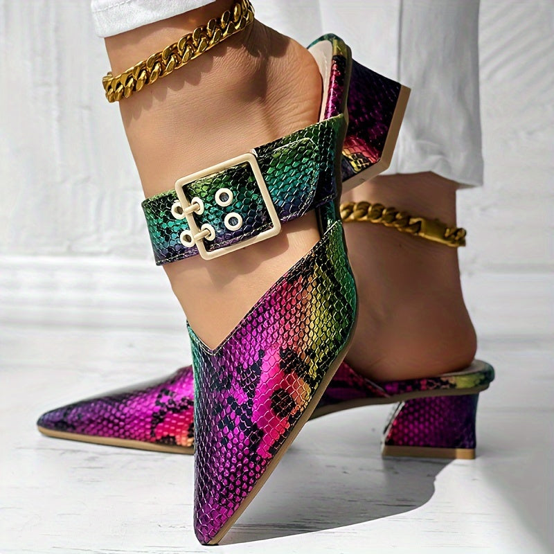 Chic Womens Mary Jane Shoes - Fashionable Solid Color, Slip-On Buckle, Pointed Toe, Block Heel, Elegant & Comfortable Design