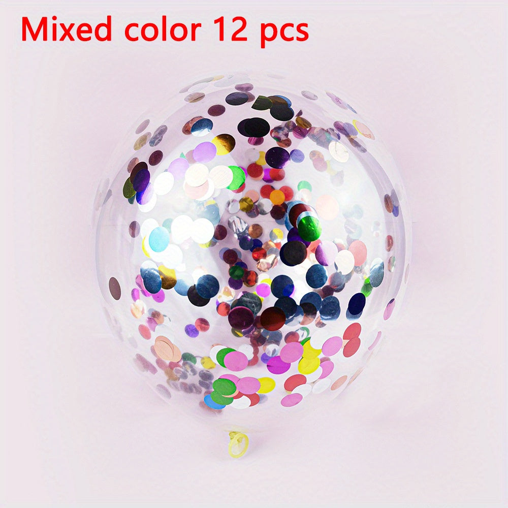 12pcs/30pcs Golden Confetti 12-Inch Latex Balloons for Perfect Party Decorations - Graduation, Weddings, Birthdays