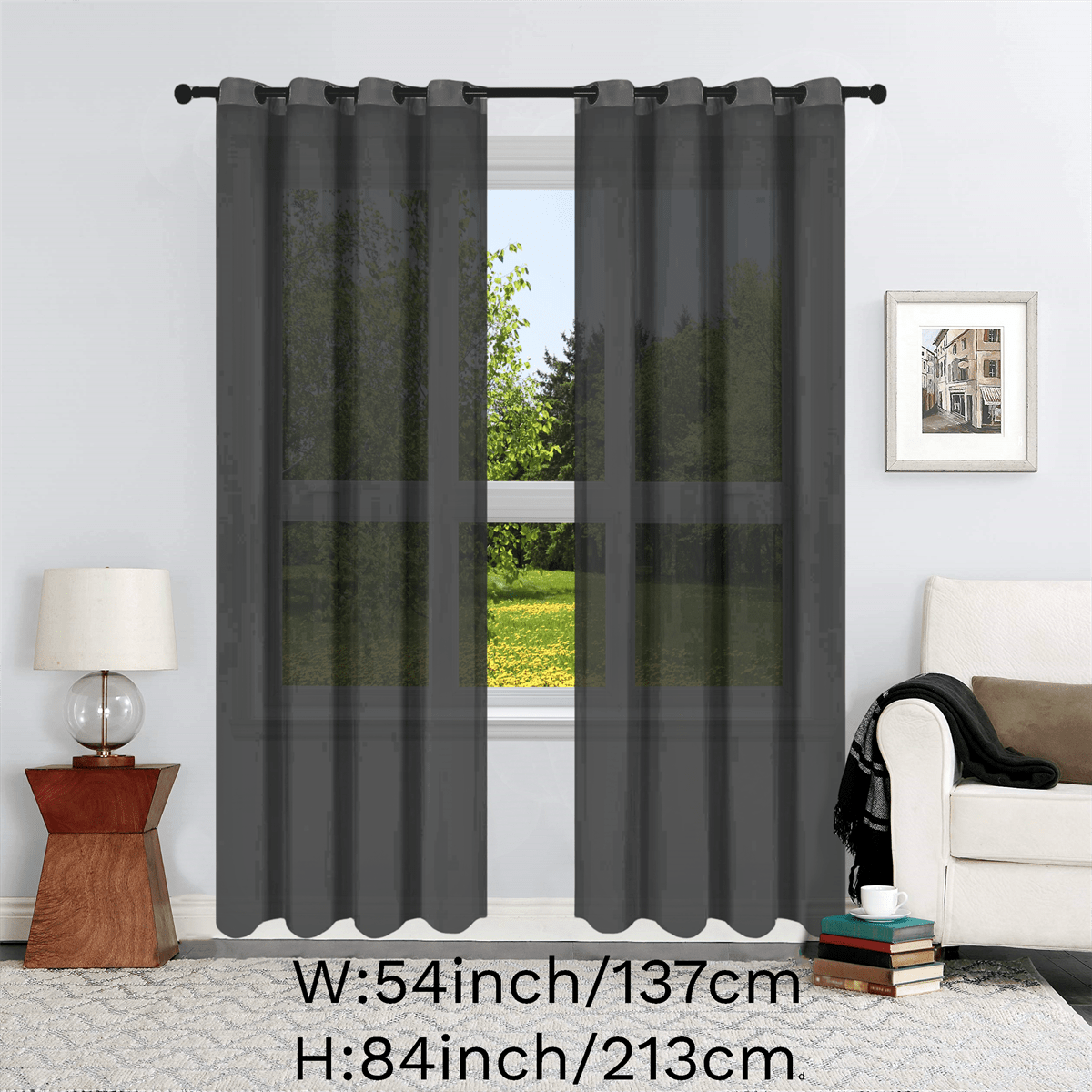 1pc Solid Lightweight Voile Sheer Curtain Panel - Soft, Light-Filtering, Grommet Top, Easy Hang - Perfect for Living Room, Dining Room Home Decor, Filtering Natural Light, Enhancing Interior Ambiance