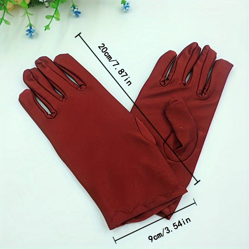 Minimalist Solid Color Etiquette Gloves Short Elastic Warm Split Finger Gloves Autumn Winter Casual Outdoor Riding Gloves