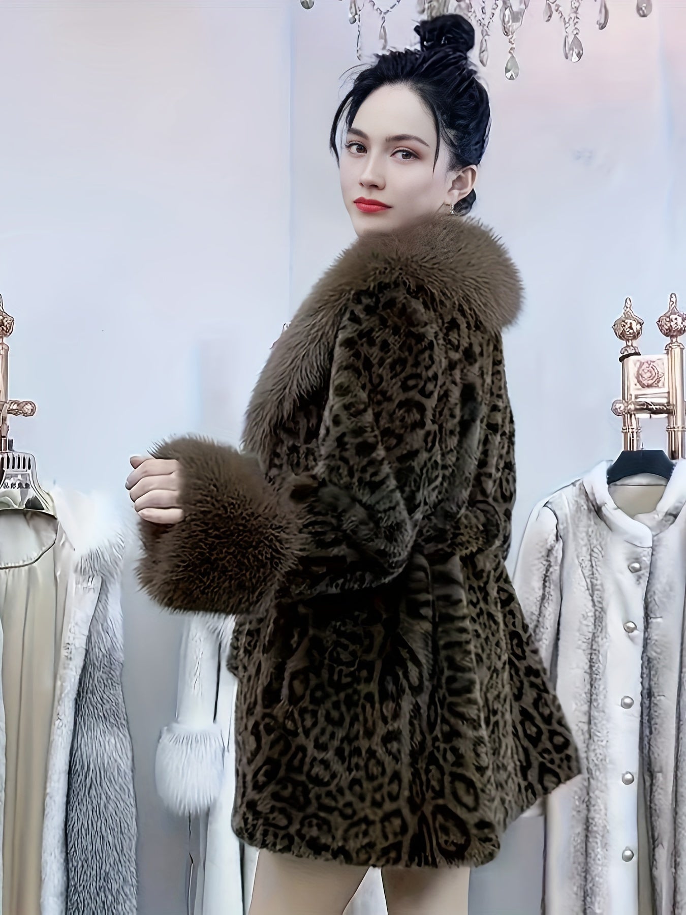 Chic Teddy Coat - Soft, Thermal, Fluffy, Belted, Lapel, Long Sleeve, Water-Resistant, Windproof, Fall & Winter Essential - Women's Clothing for Cold Weather