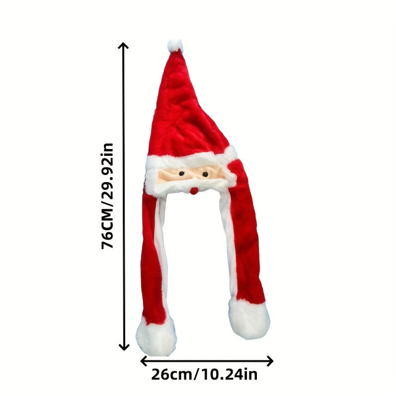 Cheerful Interaction, Interactive Squeeze-and-Wiggle Christmas Hat with Moving Ears - Plush Santa Cap for Men & Women, Perfect for Holiday Parties & Gifts, Best for Christmas