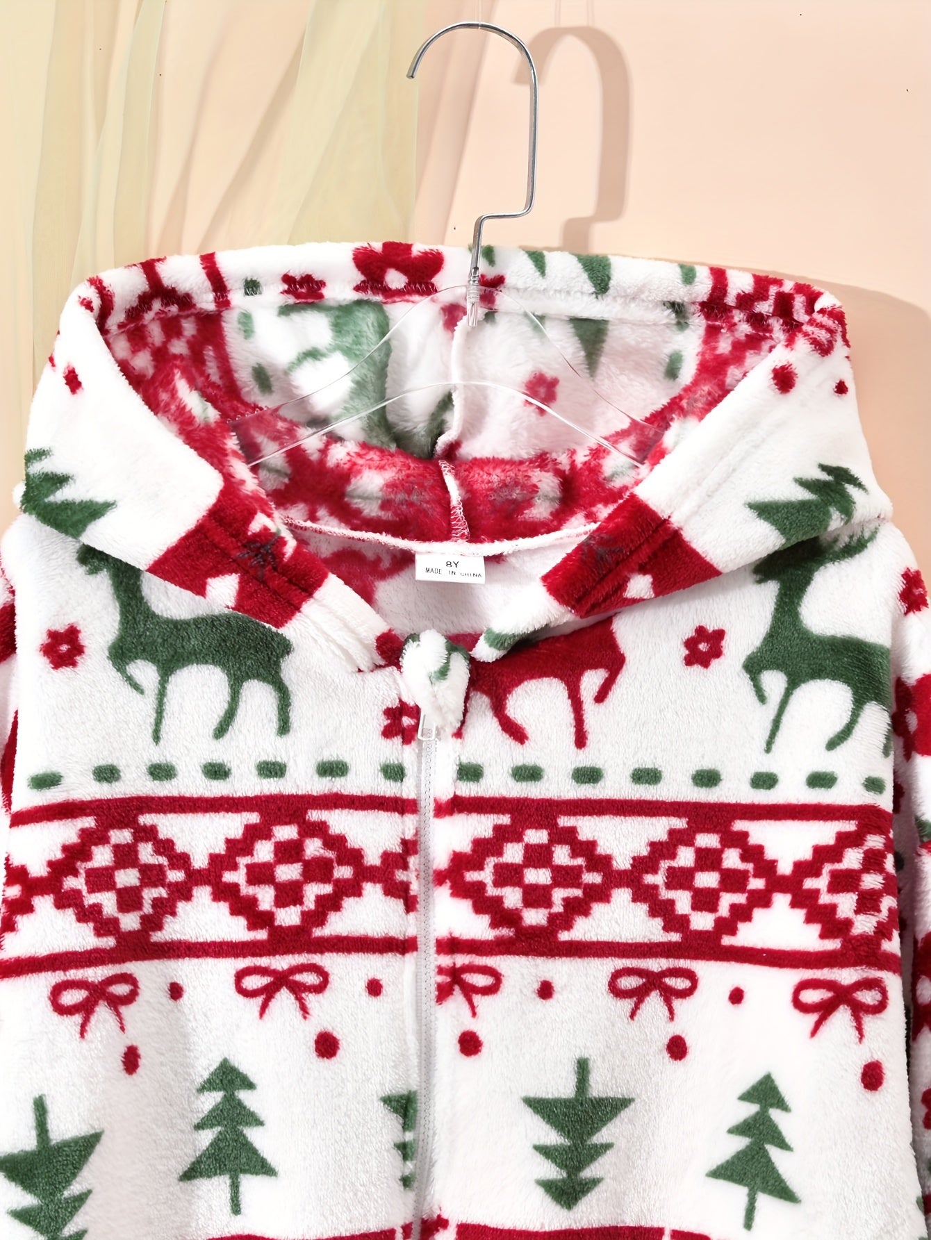 Kiddibuddy Cozy Festive Hooded Cardigan - Soft, Plush, Long Sleeve, Machine Washable, Perfect for Fall and Winter Seasons, Girls' Favorite Christmas Print Design