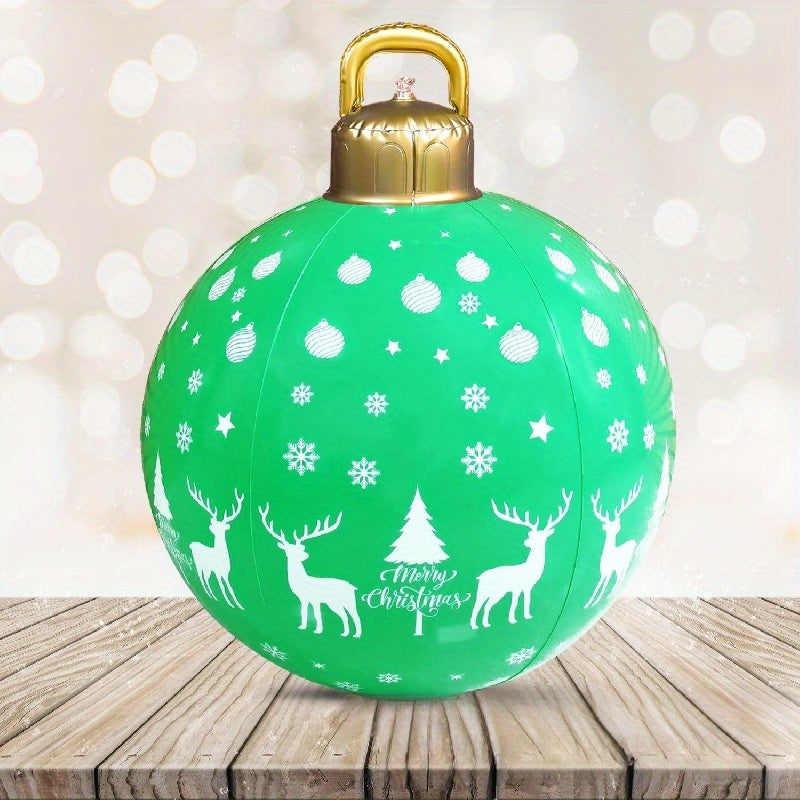 24-inch Large PVC Inflatable Christmas Ball, Firmly Standing Outdoor Decoration for Yard and Swimming Pool Holiday