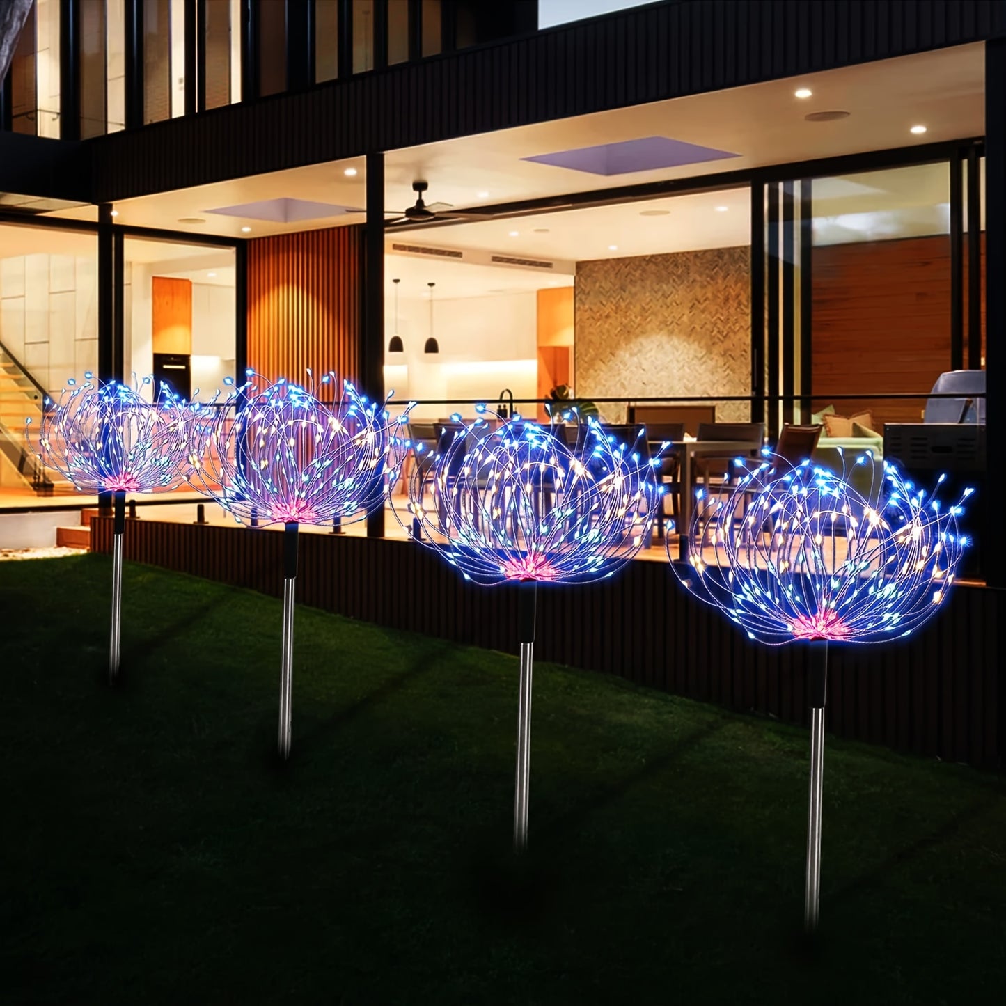 4pcs/1pc 320/240/90LED Solar Garden Lights Outdoor, Solar Firework Lights Upgraded and5 Waterproof Solar Powered Sparkler Lights For Outside With 8 Lighting Modes For Garden Yard Outdoor Decor, Halloween Christmas Decorations Outdoors (Warm White, Multico