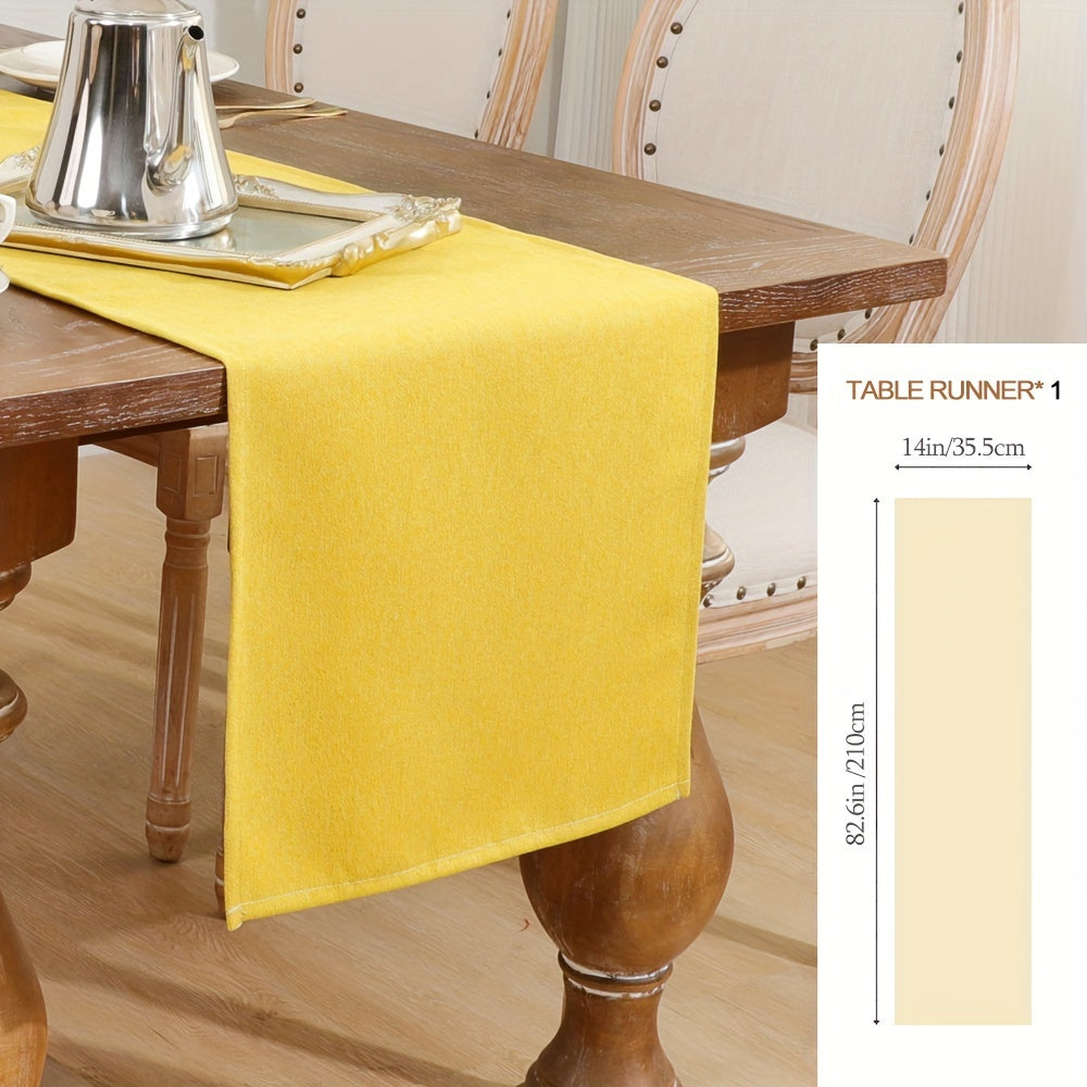 1pc Premium Farmhouse Table Runner - Solid Color, Durable Polyester Decor for Autumn, Thanksgiving, Christmas Dining - A Stylish, Cozy Touch to Your Home Decor