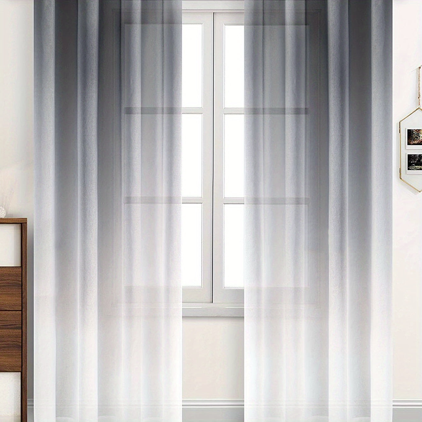 1 Panel Gradient Color Window Sheer Curtain Suitable For Living Room, Bedroom, Kitchen, Bathroom, Home Decor, Room Decor