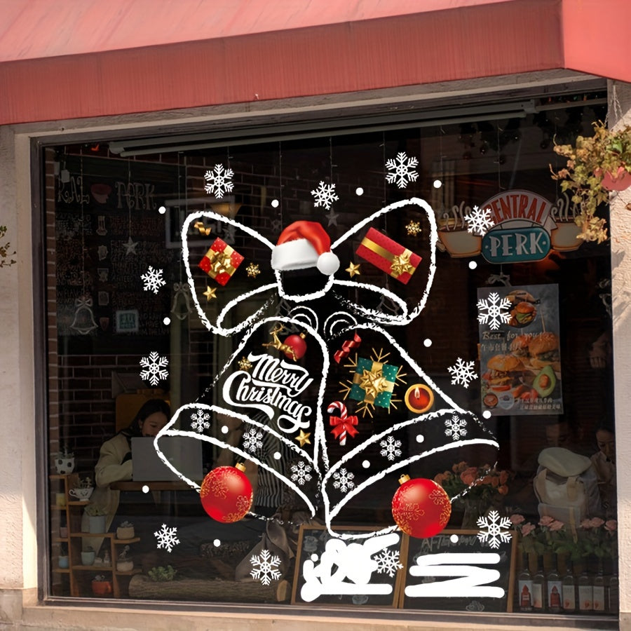 1pc Vibrant Christmas Window Sticker - Easy Peel-Off, Reusable, Bell-Shaped Decoration for Living Room, Home Decor, Shopping Mall, and Glass Windows - Festive Holiday Decor