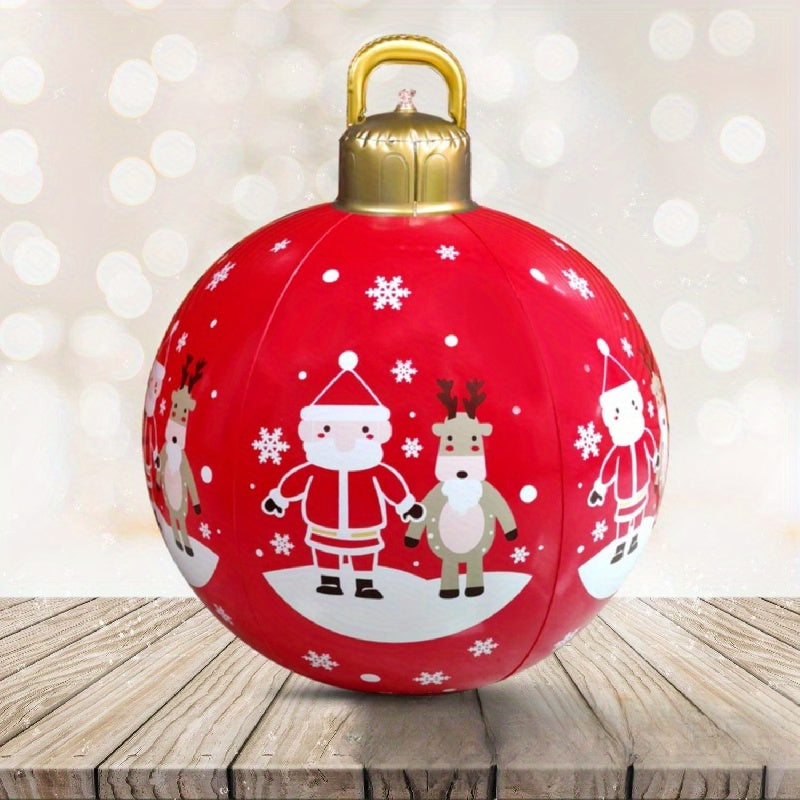 24-inch Large PVC Inflatable Christmas Ball, Firmly Standing Outdoor Decoration for Yard and Swimming Pool Holiday