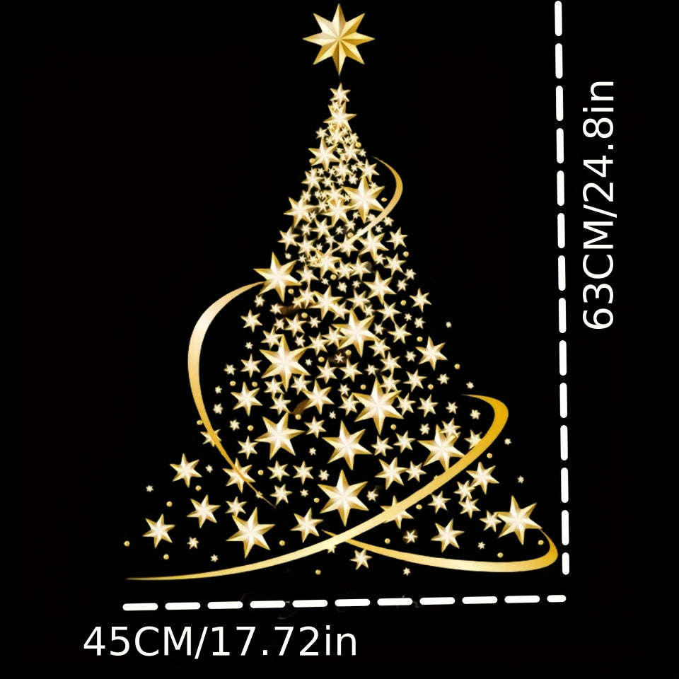 1pc, Christmas Decorations Static Stickers, Window Stickers Pull Flags Glass Window Christmas Tree Stickers Creative Atmosphere Scene Layout, Scene Decor, Festivals Decor, Home Decor, Corridors Decor, Offices Decor, Yard Decor, Christmas Decor