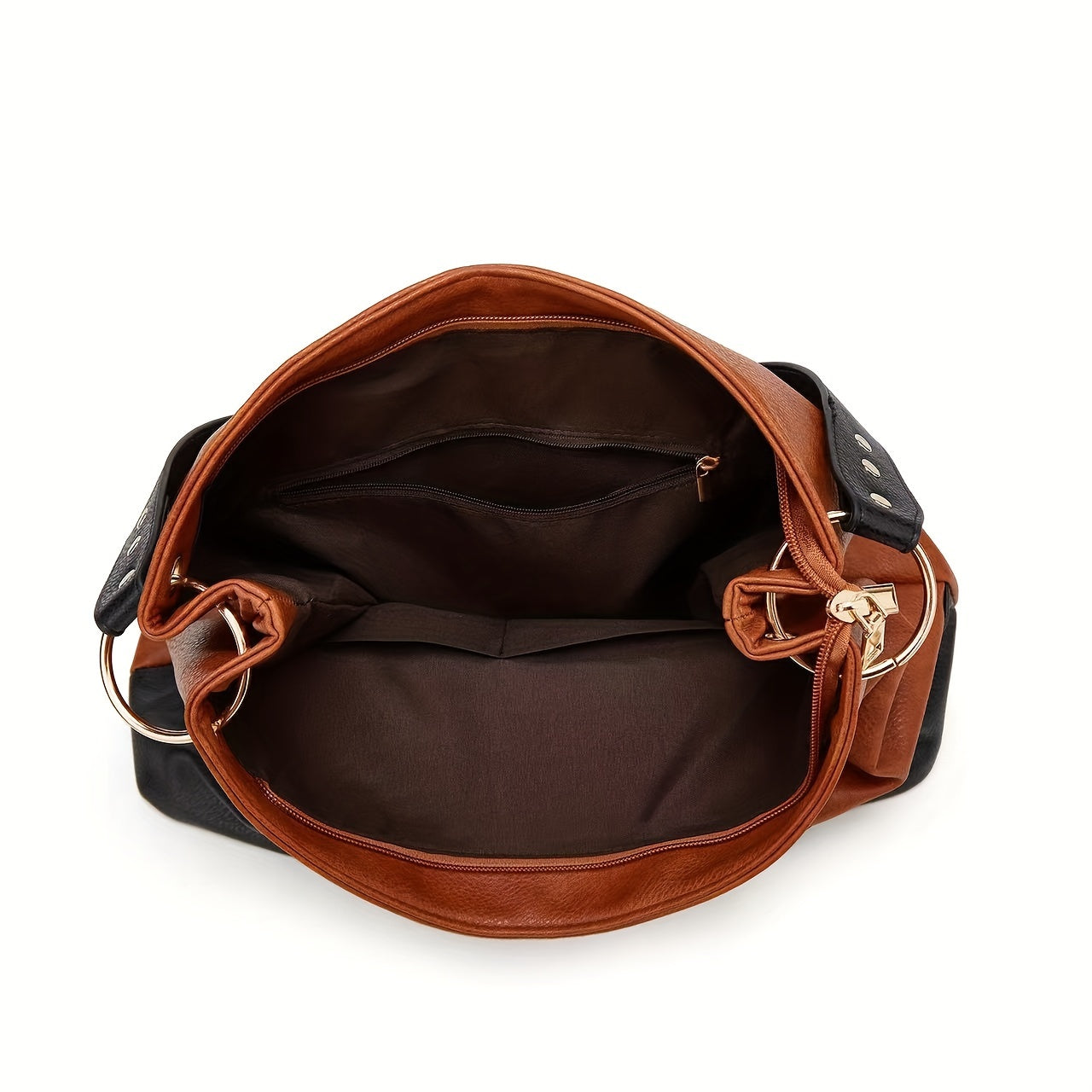 Vintage Color Contrast Hobo Bag, Retro Large Capacity Tote Bag, Women'S All-Match Shoulder Bag & Purse