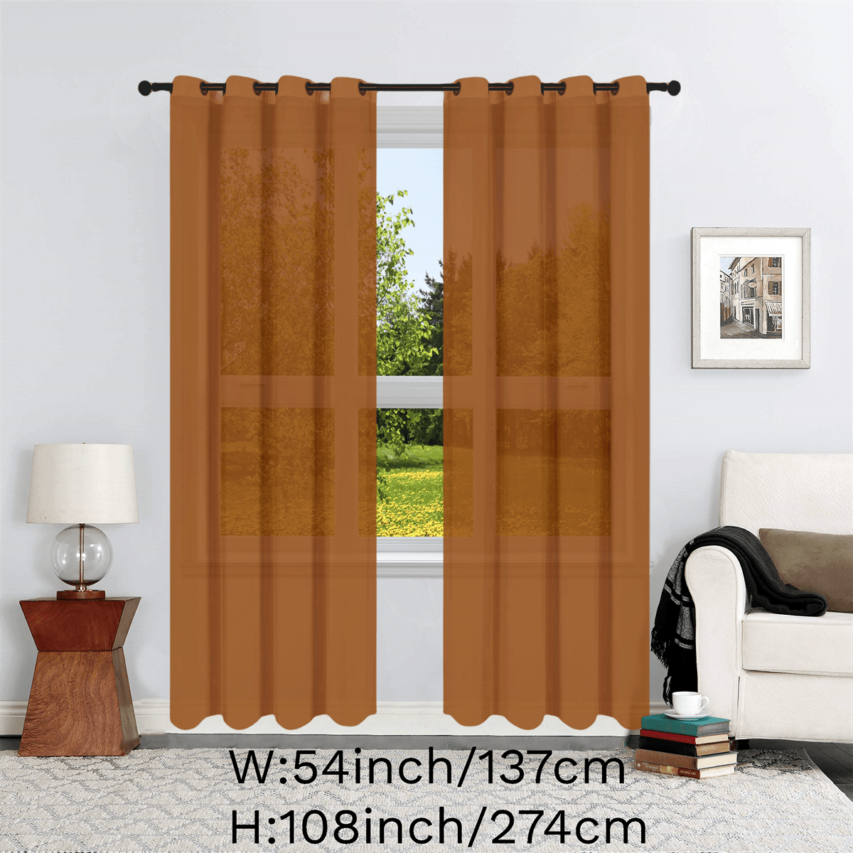 1pc Solid Lightweight Voile Sheer Curtain Panel - Soft, Light-Filtering, Grommet Top, Easy Hang - Perfect for Living Room, Dining Room Home Decor, Filtering Natural Light, Enhancing Interior Ambiance