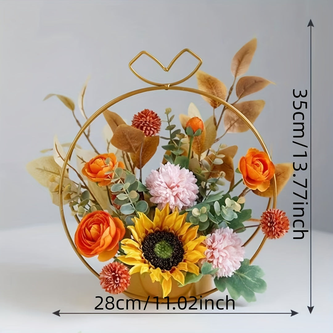 1pc Spring Flower Basket Artificial Flower, Premium Oxidation Resistance Real Touch Fake Flowers With Stems For Wedding Arrangement, Bridal Bouquet, Centerpiece, Garden, Yard, Wedding, Birthday, Shower Decor, Aesthetic Room Decor, Home Decor