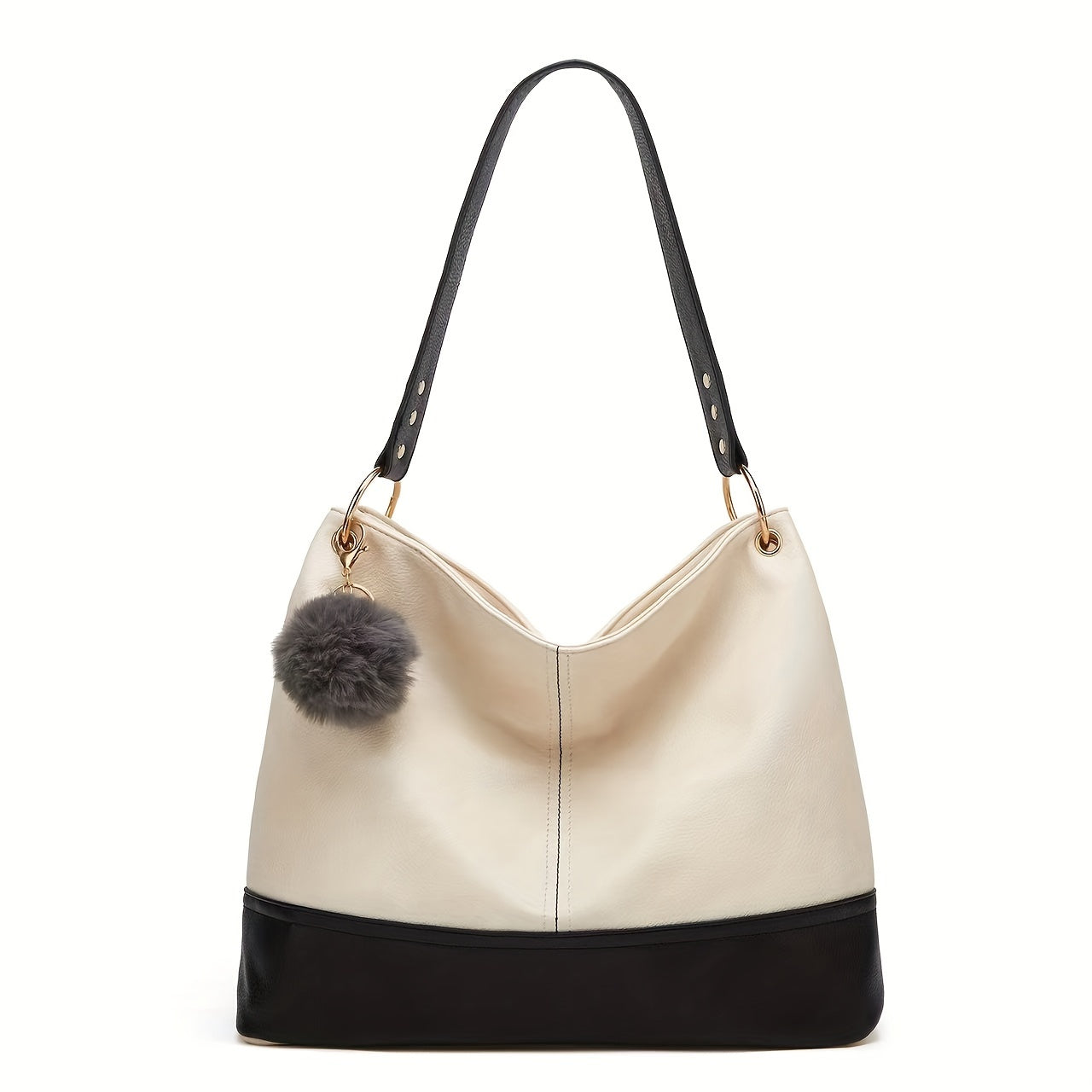 Vintage Color Contrast Hobo Bag, Retro Large Capacity Tote Bag, Women'S All-Match Shoulder Bag & Purse