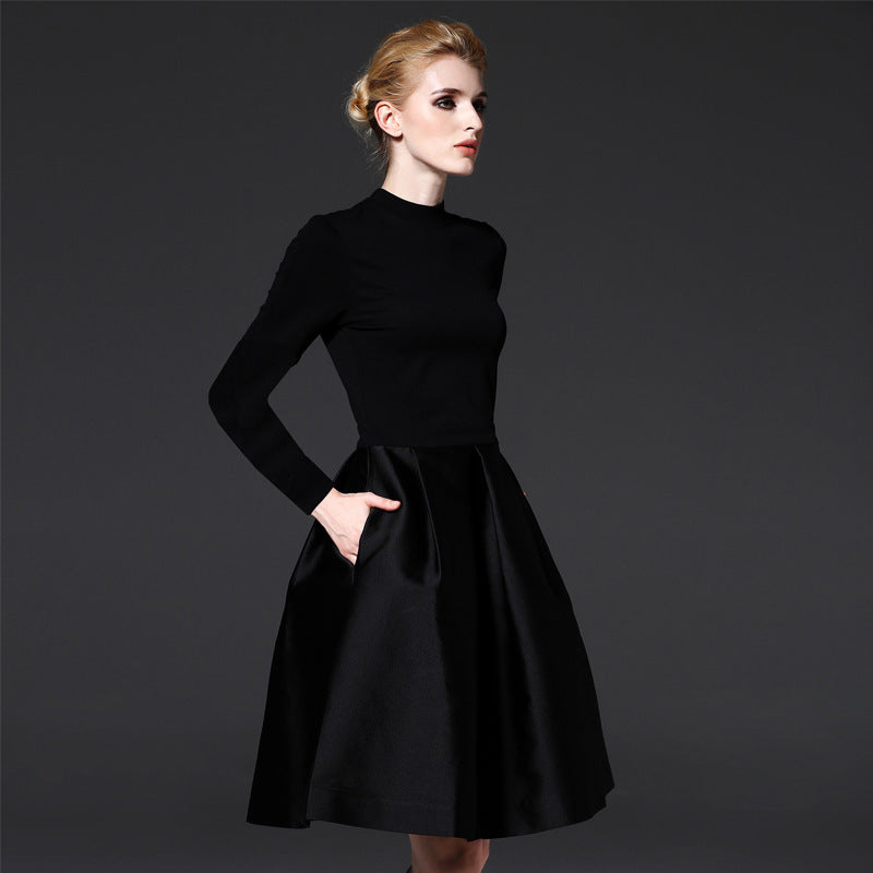 Spring and summer 2023 new European and American women's fashion classics Hepburn style versatile little black dress slimming dress dress